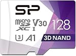 Silicon Power 128GB Micro SD Carte U3 SDXC Jusqu'à 100MB/s avec adaptateur, pour Nintendo-Switch, Cams et Drones
