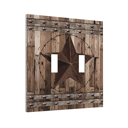 American Western Texas Star 2 Gang Double Toggle Light Switch Cover Electric Wall Plate Electrical Faceplate For Bathroom Home Living Room Jumbo Size Decor #TOP1