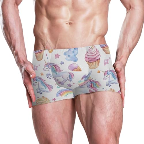 Cute Unicorn Ice Cream Mens Swim Trunks Swimwear Bathing Suit Swim Brief Square Leg Board Short S-3XL 202b89792