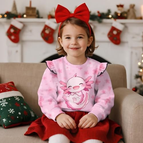 Cute Sweatshirt Toddler Axolotl Hoodie Ruffle Long Sleeve Shirt for Girls 1-8T Fall Clothes Pullover Tee Tops3