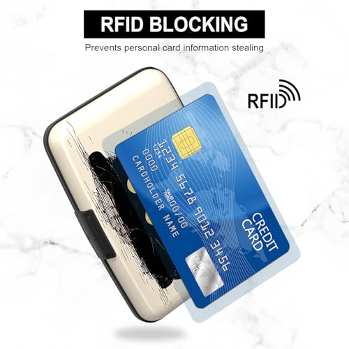 Image of Credit Card Holder, Mini Aluminum Card Wallet RFID Blocking Slim Metal Hard Card Case for Women Men, Cat Lying Down
