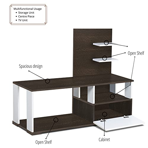 Image of DELITE KOM Elsa Engineered Wood TV Entertainment Unit (Finish Color - Flowery Wenge White, Knock Down) (39x120x100)