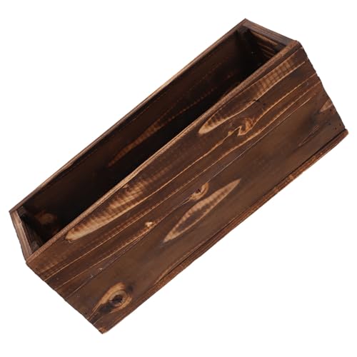 Jardinera de madera rectangular maciza para decorar plantas de exterior en balcones rusticos 2