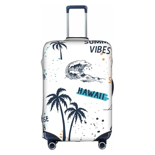 Flamingo Palm Tree Travel Luggage Cover Elastic Suitcase Protector Washable Baggage Covers For Trunk Case Fits 29-32 Inch Luggage