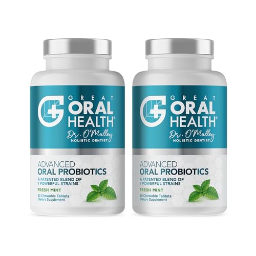 Image of Oral Probiotics for Mouth Bad Breath Treatment for Adults: Dentist Formulated BLIS K12 M18 Advanced Oral Probiotics for Teeth and Gums, 60 Chewable Oral Health Probiotics Supplement Tablets (Mint 2pk)