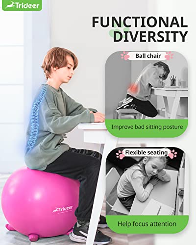 Trideer-Flexible-Seating-for-Classroom-Elementary-Yoga-Ball-Chairs-for-Kids-Wobble-Chair-of-School-Supplies-for-Sensory-Kids-Student-Desk-Chairs-for-Homeschool-Pink-55cm Trideer Flexible Seating for Classroom Elementary Yoga Ball Chairs for Kids Wobble Chair of School Supplies for Sensory Kids Student Desk Chairs for Homeschool Pink 55cm