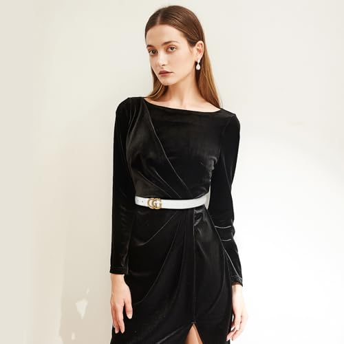 Image of Aurolran Women's Leather Belt with Buckle - Ideal for Dresses, Jeans, and Coats