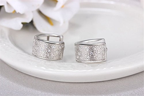 Wiftly Boucles d'oreilles créoles classiques en argent sterling 925 avec zircone AAA – vue 2