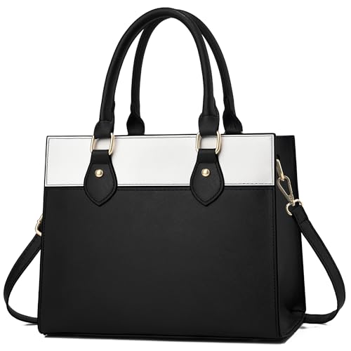 Image of CHICAROUSAL Crossbody Purses and Handbags for Women PU Leather Tote Top Handle Satchel Shoulder Bags (d Black- White)