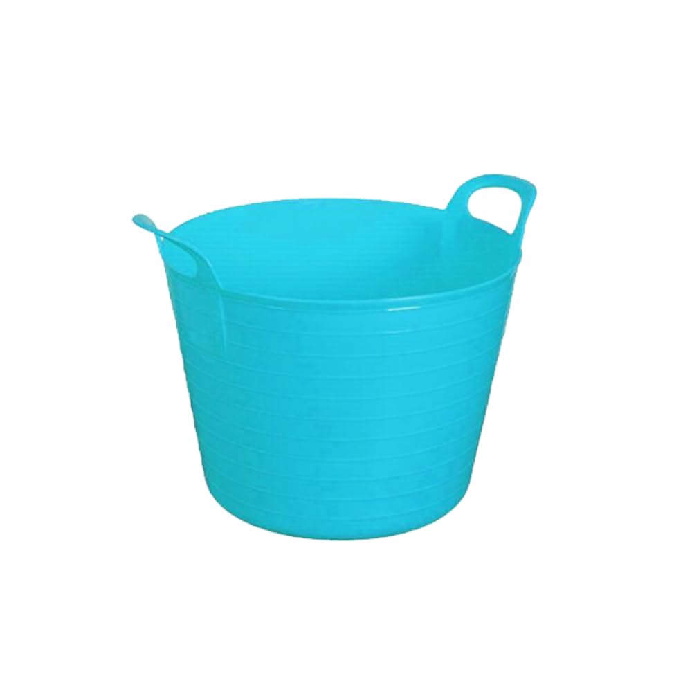 JMS we create smile - Genuine Flexible Tub Trug | Horse Feeding Bucket - Animal Feed Waste Collector | Multipurpose Flexible Rubber Storage Container Buckets - MADE IN UK. (SKY BLUE, 26 Litre)
