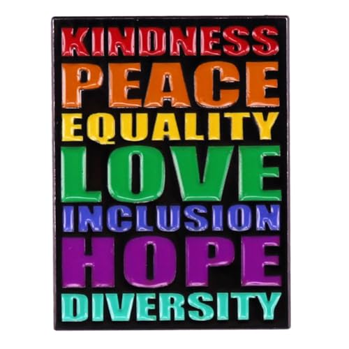 Kindness Peace Equality Love Inclusion Hope Diversity Enamel Pins Rainbow Color Lapel Badge Brooch Clothing Hat Decoration
