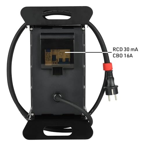 Electraline 60427 Baustellenkoffer, 16 A, 5 französische Steckdosen, IP44, 16 A, mit Fehlerstromschutzschalter 30 mA und Stopp-Taste, Kabel H07RN-F 3G2,5 mm, Länge 2 m