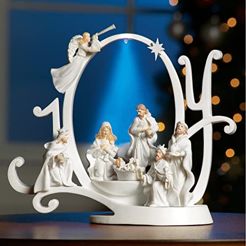 Alternative view of Collections Etc Lighted Joy Nativity Christmas Scene Holiday Indoor Sculpture