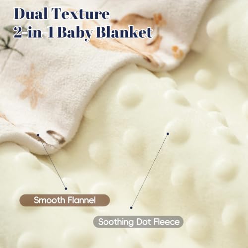 Image of PHF Minky Baby Blanket with Double Layer and Soothing Raised Dotted Backing, Soft and Lightweight Reversible Receiving Blanket for Newborns, Infants, Babies, 30x40 Inches, Woodland&Forest