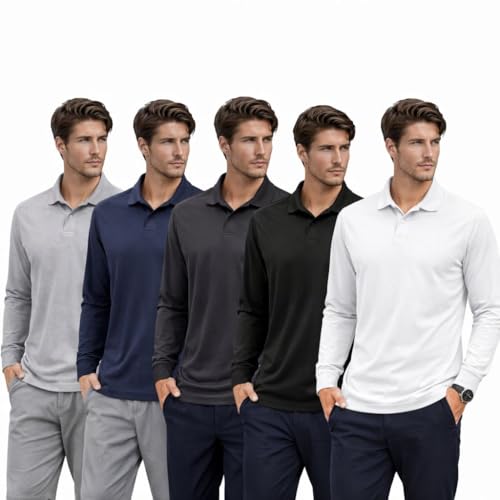 BenBen 5-Pack Camisas Polo para Hombre Manga Corta Tejido Ligero Casual Diario Transpirable miniatura 1