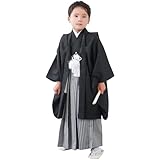 [KYOETSU] [キョウエツ] 七五三 5歳 男の子 着物 セット 羽織 袴 フルセット 753 くすみ (1.ブラック, 5歳サイズ)