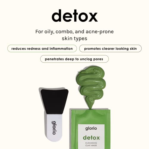 Glorio Detox Clay Masks (3.2 Oz With Applicator), For Unclogging Pores & Blackheads, Face Mask Skin Care For Oily, Combo, & Acne-Prone Skin, Facial Care For Men & Women, Skincare Products For Face #TOP1