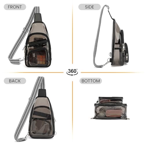 Sisipoet Clear Bag for Stadium Events, Clear Crossbody Concert Bag, Fanny Pack for Women Men, Stadium Backpack, See Through Purses, Large Transparent Sling Shoulder Bags for Concert Sport, Semi Black by Sisipoet - Used condition - Image 7