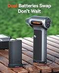 WOLFBOX MF200-2PK Comprimé Air Duster - 2 Pile-paquets swappables & Cas, Hurricane-Force électrique Air Souple pour PC, Détail de la voiture, Camping & Accueil, Duster haute pression pour les lacunes étroites & Crévasses