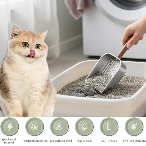 miaomiao Katzenklo Schaufel, Katzenstreuschaufel aus Metall, Katzenstreu Schaufel mit Handlichem Griff, Lochabstand 7mm, Katzenschaufel Für Katzenklo, Litter Box Scoop, Cat Litter Scoop