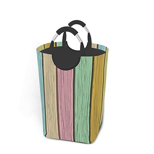 Wäschesack,Pastell bunte Holzplanken drucken,Großer faltbarer Wäschekorb,zusammenklappbarer Wäschekorb,zusammenklappbarer Waschvorratsbehälter
