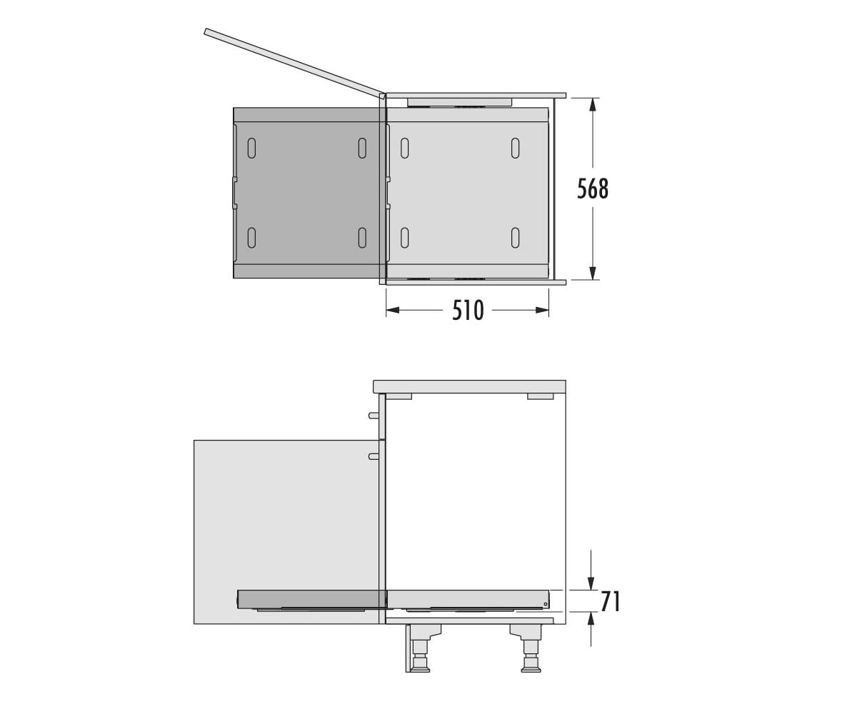 Hailo Auszug 3271831 | passend für 60er Unterschrank | Tablar universal nutzbar | Ordnungs-Modul anthrazit