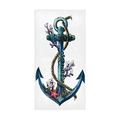 Toalla de mano con ancla náutica vintage para baño Cover
