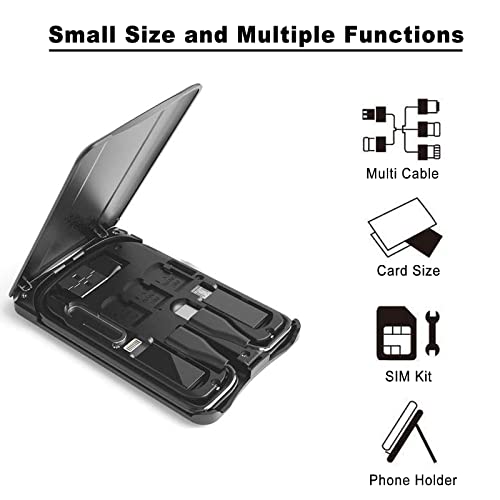 Cable Card Box, Universal Charging Cable Adapters,Compact Usb-C/Usb-A/Micro-Usb/Lightning Port,Compact With Most Smartphones, Portable Phone Stand,Sim Tools And Nano Card Storage Slot #TOP1