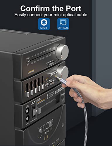 SOUNDFAM Toslink to Mini Toslink Cable Optical Audio Cable for Soundbar.Attention:Cannot Convert Analog Signals to Digital,Not A 3.5mm AUX Plug (3feet/1M) - Thumbnail 6