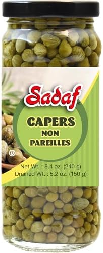 Sadaf Capers Non Pareilles - Capers for Cooking and Food Flavoring - Caper Berries - Halal - 8.4 oz Jar