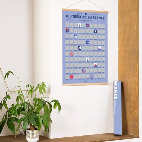 Idée cadeau voyage avec ce poster à gratter des 100 trésors français en 70x50 cm
