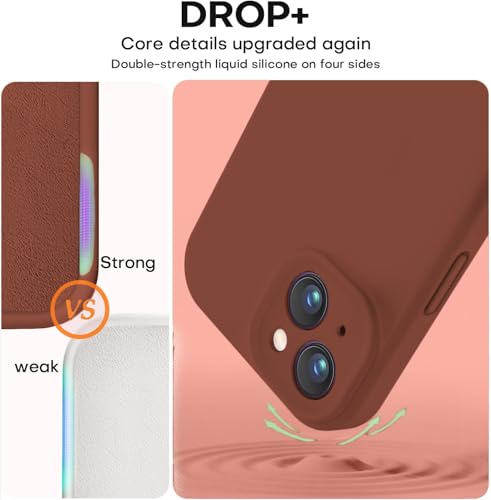Image of DIZORO Compatible for iPhone 15 Case, Slim Liquid Silicone 3 Layers Full Covered Soft Gel Rubber Phone Case Protective Cover 6.1 Inch (Natural Brown)