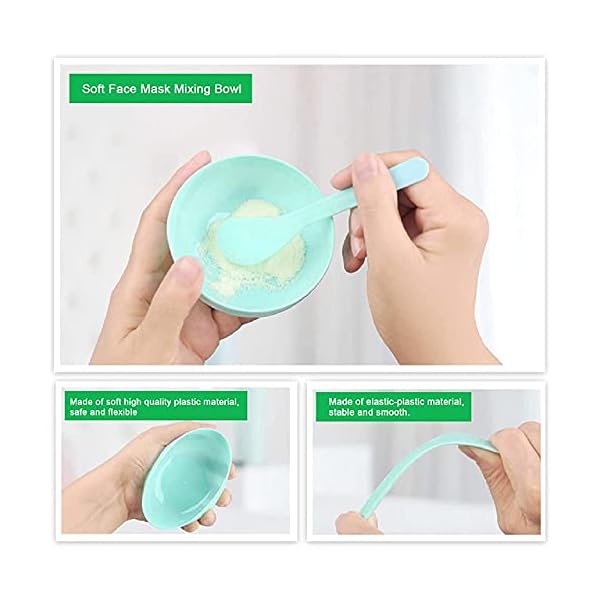 Facial Skin Care Horizon Mask Mixing Bowl DIY Set, U-MATE 5 in 1 Set include 1 Silicone Face Mask Bowl + 1 Stick Spatula + 2 Silicone Face Mask Brushes + 1 Premium Soft Bristle Brush Face Mask Applicator, Face Treatment Mask Mixing Tool Kit