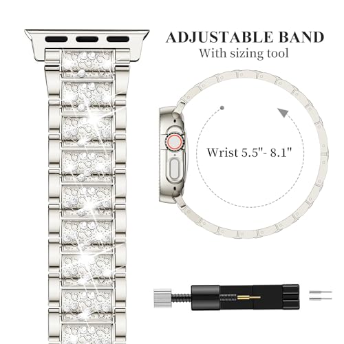 Image of SUPOIX for Apple Watch Band 49mm + Case, Bling Bands for Women (Starlight)