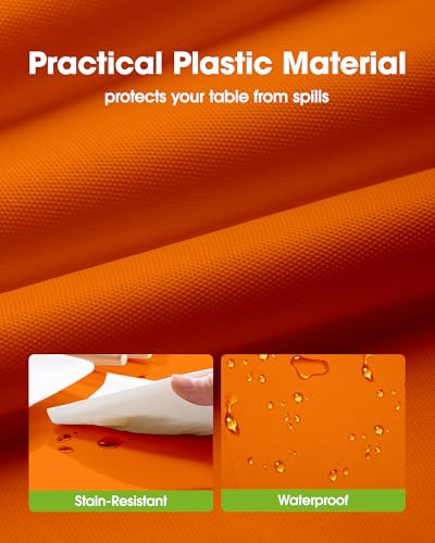 Image of Pureegg Plastic Table Cloth Disposable 10 Pack, 54 x 108 Inch Table Cloths, St Patricks Day, Christmas Decorations, Tablecloths, Rectangle, Forest, Plastic Cover, Leakproof & Sturdy, Orange