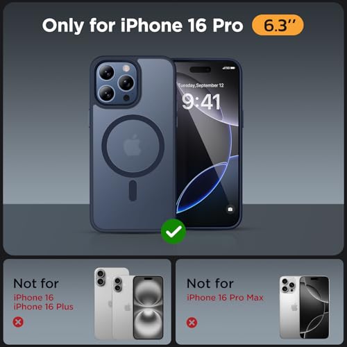 Image of Miracase for iPhone 16 Pro Matte Series Case, Magnetic, Dark Blue
