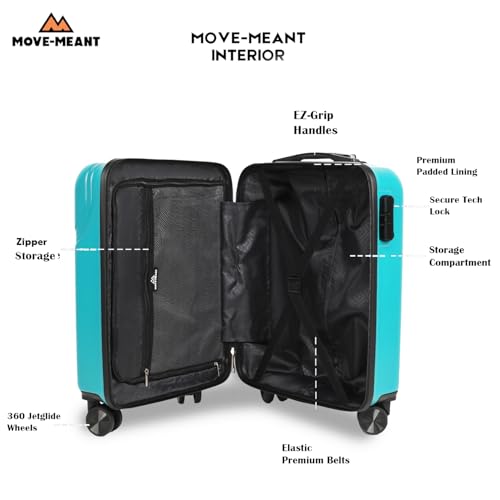 Image of Move-Meant VoyageWare Large Check-in Suitcase 75 Cm 8 Wheels Number Lock Poly Carbonate S.Green Trolley Bag for Men & Women | 360 Degree Wheeling System Luggage | Trolley Bags for Travel