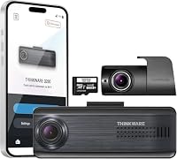 THINKWARE Q200 2CH Dashcam 2K vorne, 1080P hinten, Auto-Dashcam, WLAN, WDR, Geschwindigkeits- und Rotlichtwarnungen, ADAS, max. 256GB, Parküberwachung, Nachtsicht (32GB MicroSD, 12V-Zigarettenanzünder – Ansicht 1