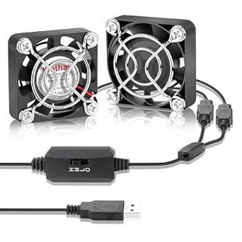 Wathai Mini Lüfter USB, 2-in-1 Doppel Ventilator 40mm Klein mit 3 Geschwindigkeiten, USB Fan für PC, Laptop, PS4, TV Box, Router, AV Schrank, Aquarium Kühler, Growbox