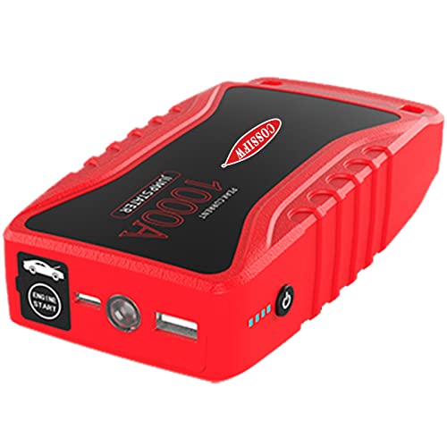 COSSIFTW 1000A Jump Starter,For 3.0L Diesel & 5.0L Gas Engines,12V Car Starter Jumper Power Bank,3 Modes of Light Booster Pack,One USB Output Port,Quick Jump Start,Travel Portable Jump Starter