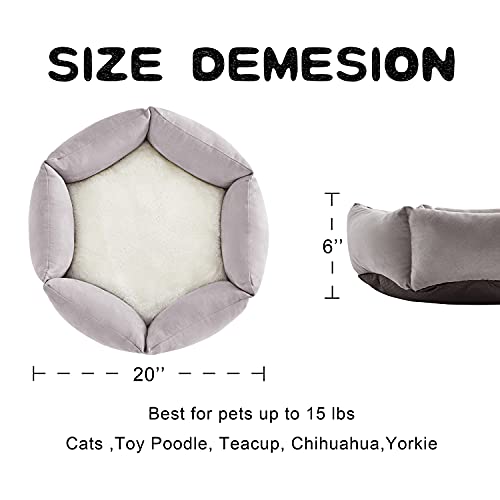 Western Home Cat Beds for Indoor Cats Dogs, Kitty Puppy Kitten Bed Round Soft Plush Flannel Pet Cushions Beds Washable - Image 6