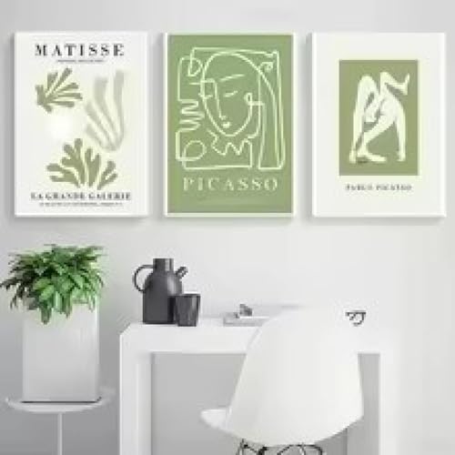 Toile minimaliste Henri Matisse à impression haute définition et texture coton premium 3 pièces