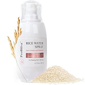 ProBliva Rice Water Hair Growth Treatment Leave-in Scalp Spray Infused with Biotin Caffeine for Thinning Hair and Hair Loss – with Castor Oil Rosemary Oil, Hair Growth and Enhancer 1.7 Fl. oz