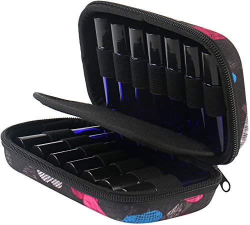 Essential Oil Carrying Case Premium Hard Shell Protection For Up To 14 Bottles – Perfect For Roller And Standard Bottles 5Ml To 10Ml – Great For Travel (Black Hearts) #TOP4