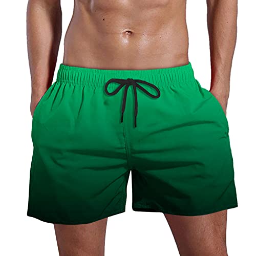 Men's Trendy Ombre Beach Shorts Relaxed Fit Summer Holiday Gradient Color Hawaiian Tropical Shorts Swimming Trunks