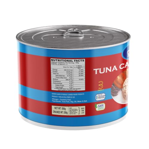 Image of Oceans Secret Tuna Chunks in Sunflower Oil 500gm Pack of 8 Canned Tuna Fish | Balanced Nutrition | Rich Taste | in Oil | Premium Cuts Ready to Eat