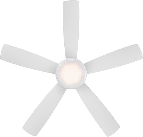 Miniatura 7 de WAC Smart Fans Odyssey - Ventilador de techo empotrado de 5 cuchillas para interiores y exteriores, 52 pulgadas, color blanco mate con kit de luz