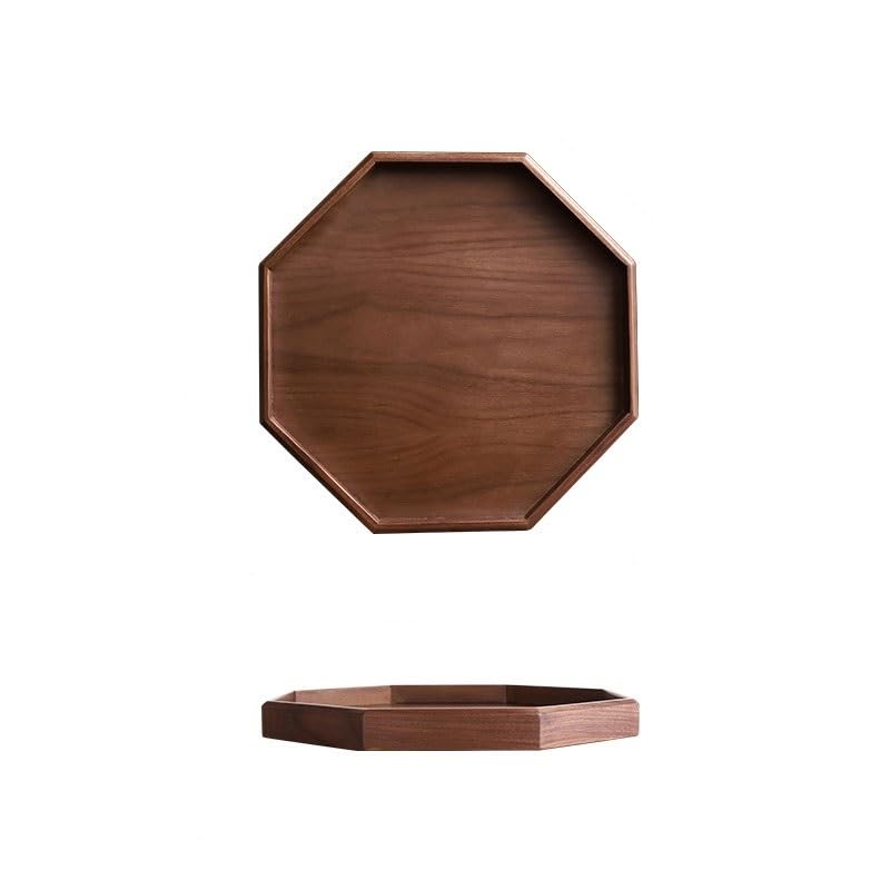 Bandejas Servir Comida Bandeja Rectangular de Madera Maciza Nogal for el hogar, portavasos, Bandeja Almacenamiento for té, Comida for Servicio Restaurante Mesa Cama | S