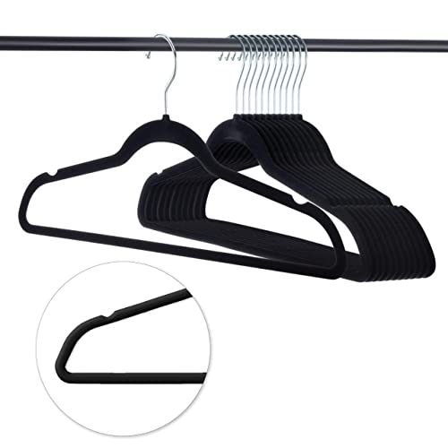 Kit 100 Cabide Veludo Slim Antideslizante Ultra Fino Cor:Preto