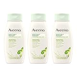 Aveeno Positively Radiant Exfoliating Body Wash with MoistureRich Soy Complex Crushed Walnut Shell for Dry, Dull Skin, SoapFree, DyeFree Hypoallergenic Formula 18 fl, 54 Fl Oz, (Pack of 3)